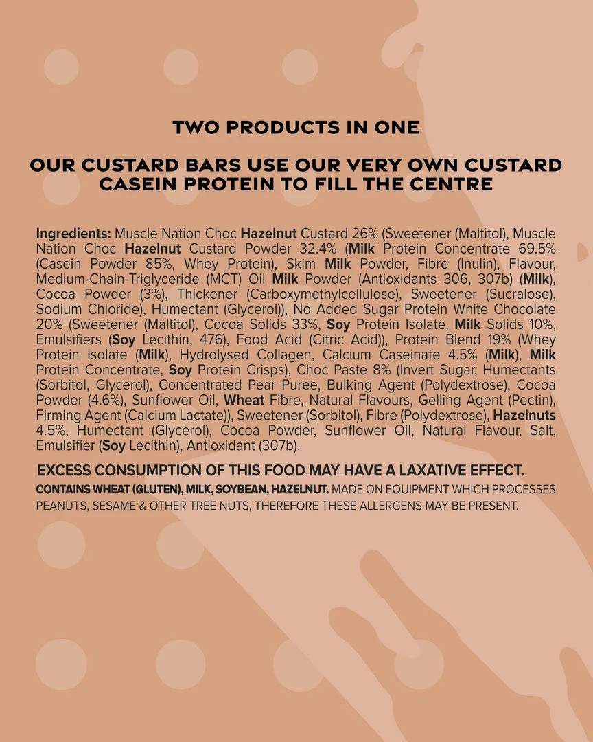 Muscle Nation 30% EOFY SALE CUSTARD Protein Bar - White Choc Hazelnut 6 Muscle Nation 30% EOFY SALE CUSTARD Protein Bar - White Choc Hazelnut