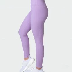 Muscle Nation Zero Rise Rib Ankle Length Leggings - Lilac Welcome To The Club