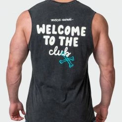Muscle Nation Mens MN Club Vintage Tank - Washed Black Welcome To The Club 14 Muscle Nation Mens MN Club Vintage Tank - Washed Black Welcome To The Club