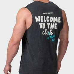 Muscle Nation Mens MN Club Vintage Tank - Washed Black Welcome To The Club 13 Muscle Nation Mens MN Club Vintage Tank - Washed Black Welcome To The Club