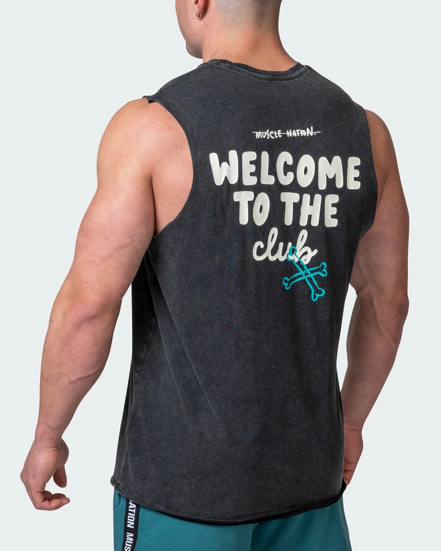 Muscle Nation Mens MN Club Vintage Tank - Washed Black Welcome To The Club 7 Muscle Nation Mens MN Club Vintage Tank - Washed Black Welcome To The Club