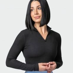 Muscle Nation Welcome To The Club Comfort 1/4 Zip Rib Top - Black