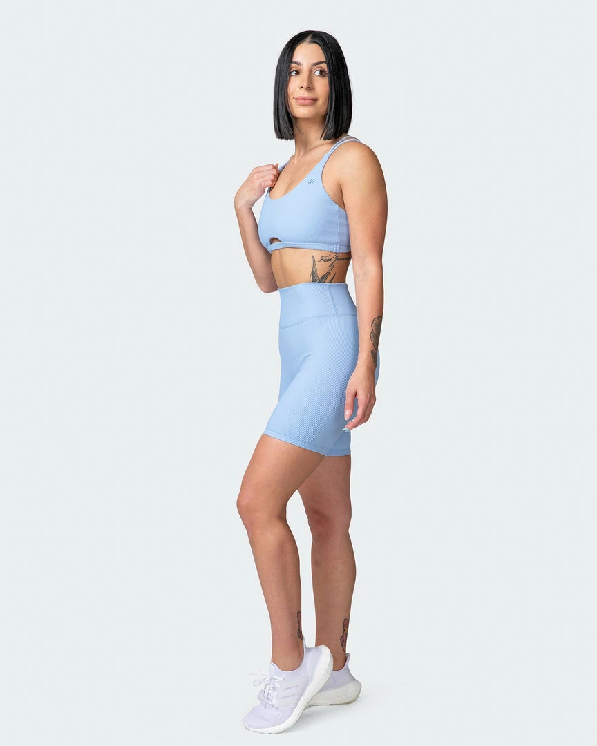 Muscle Nation Zero Rise Rib Bike Shorts - Periwinkle Welcome To The Club 9 Muscle Nation Zero Rise Rib Bike Shorts - Periwinkle Welcome To The Club