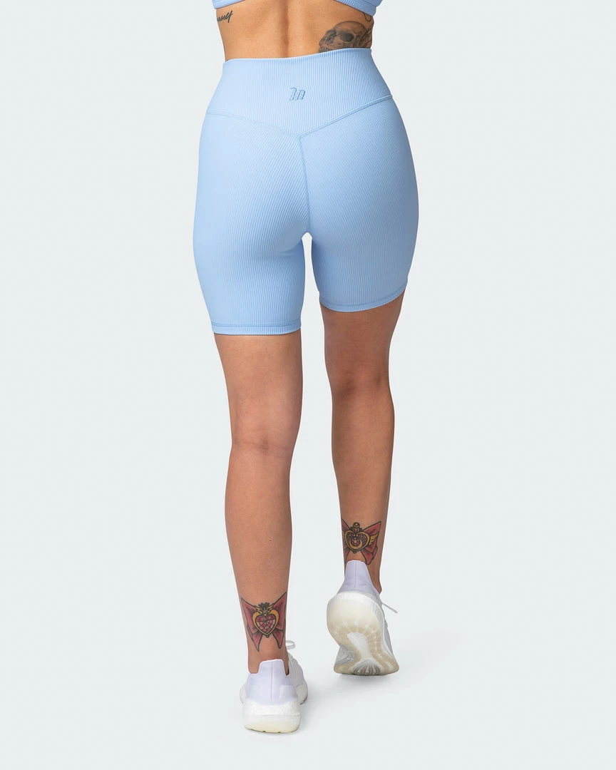 Muscle Nation Zero Rise Rib Bike Shorts - Periwinkle Welcome To The Club 7 Muscle Nation Zero Rise Rib Bike Shorts - Periwinkle Welcome To The Club