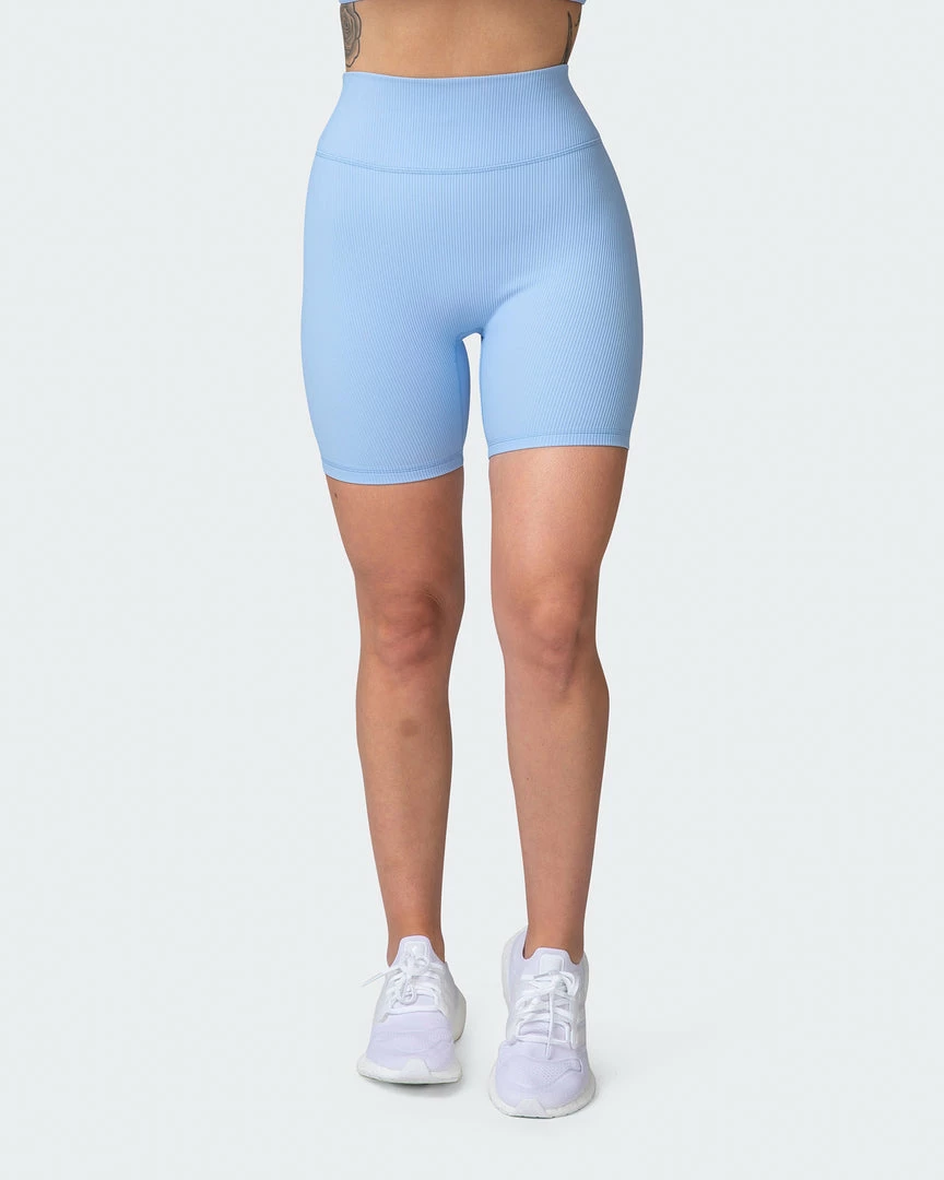 Muscle Nation Zero Rise Rib Bike Shorts - Periwinkle Welcome To The Club 4 Muscle Nation Zero Rise Rib Bike Shorts - Periwinkle Welcome To The Club