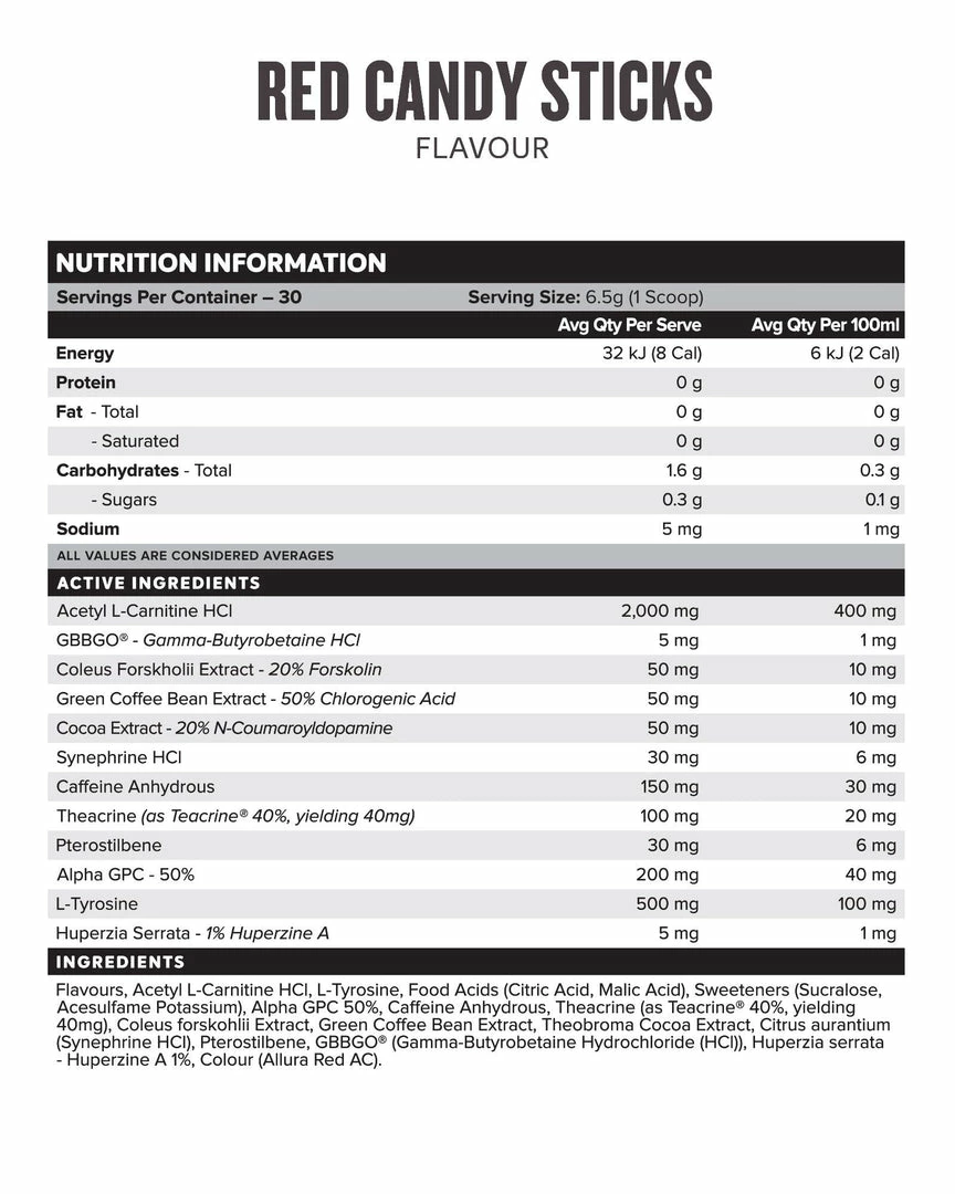 Muscle Nation 30% EOFY SALE DESTINY Pre Workout Burn - Red Candy Sticks - 30 Serves 7 Muscle Nation 30% EOFY SALE DESTINY Pre Workout Burn - Red Candy Sticks - 30 Serves