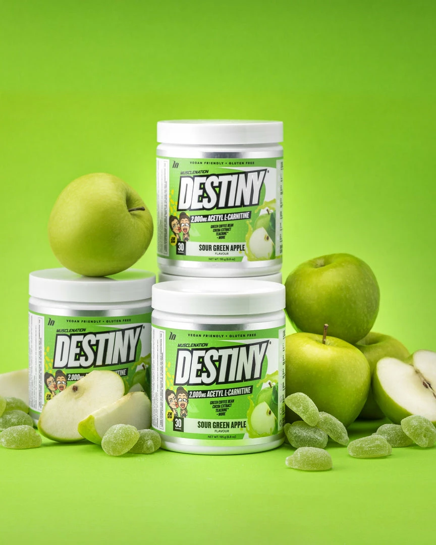 Muscle Nation DESTINY Pre Workout Burn - Sour Green Apple - 30 Serves 4 Muscle Nation DESTINY Pre Workout Burn - Sour Green Apple - 30 Serves