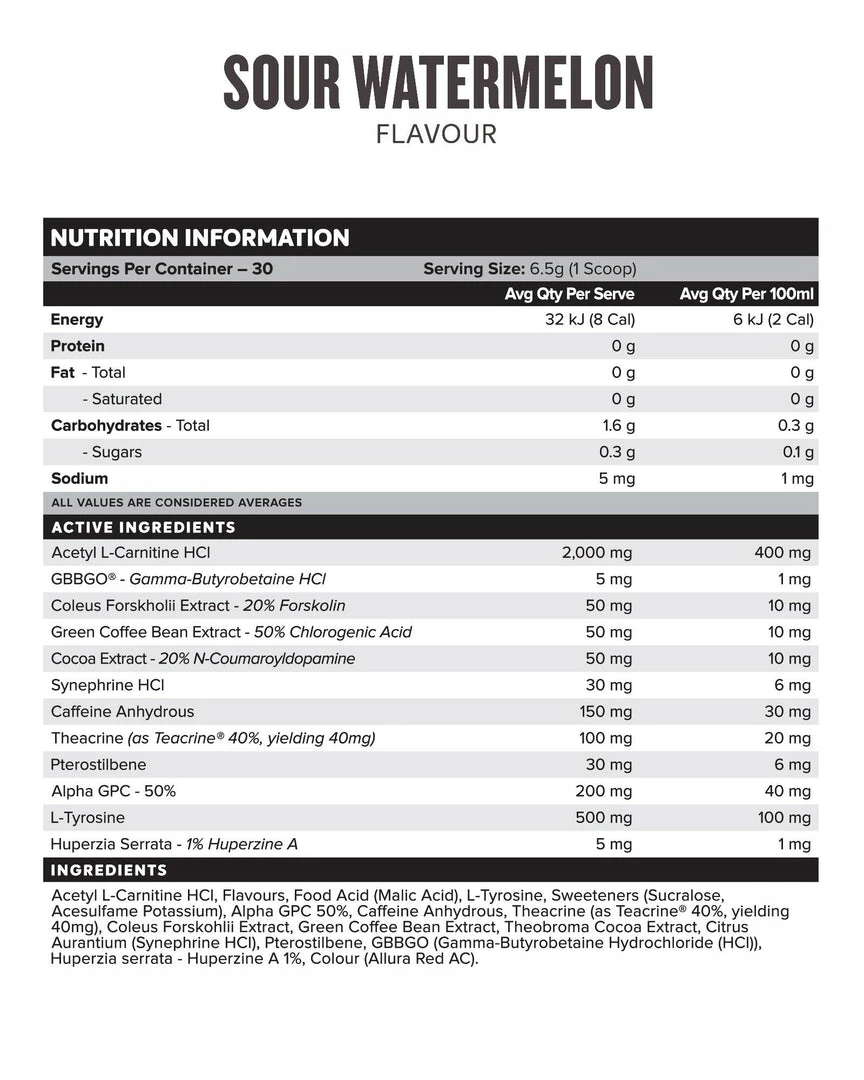 Muscle Nation DESTINY Pre Workout Burn - Sour Watermelon - 30 Serves 30% EOFY SALE 6 Muscle Nation DESTINY Pre Workout Burn - Sour Watermelon - 30 Serves 30% EOFY SALE
