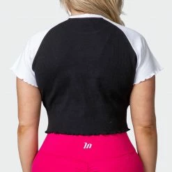 Muscle Nation Dream Big Lettuce Hem Ribbed Tee - Black / White 30% EOFY SALE