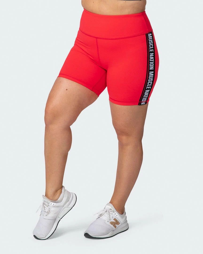 Muscle Nation Womens Dynamic Bike Shorts - Hot Red 5 Muscle Nation Womens Dynamic Bike Shorts - Hot Red