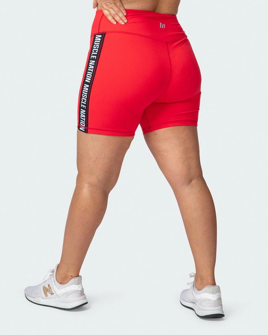 Muscle Nation Womens Dynamic Bike Shorts - Hot Red 6 Muscle Nation Womens Dynamic Bike Shorts - Hot Red