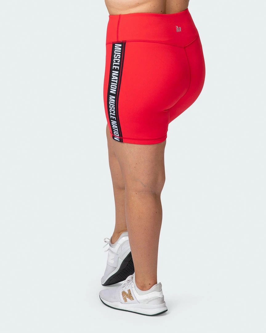 Muscle Nation Womens Dynamic Bike Shorts - Hot Red 8 Muscle Nation Womens Dynamic Bike Shorts - Hot Red