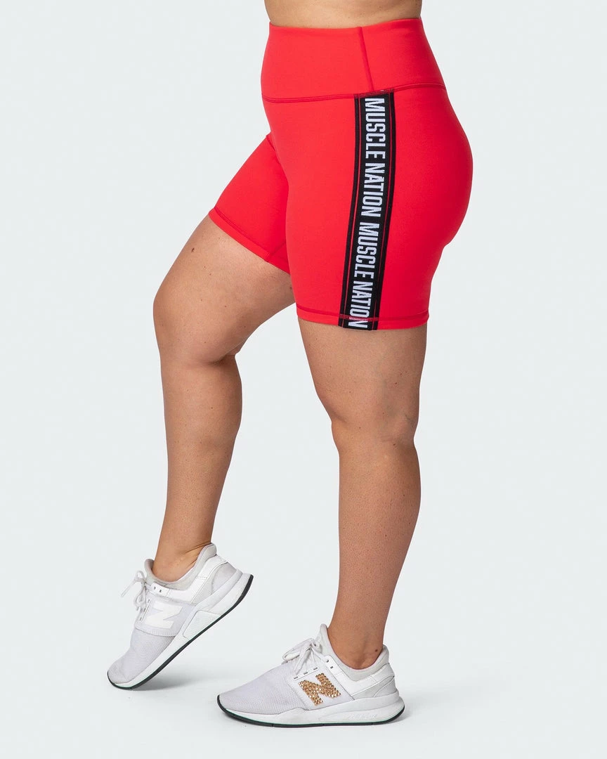 Muscle Nation Womens Dynamic Bike Shorts - Hot Red 9 Muscle Nation Womens Dynamic Bike Shorts - Hot Red