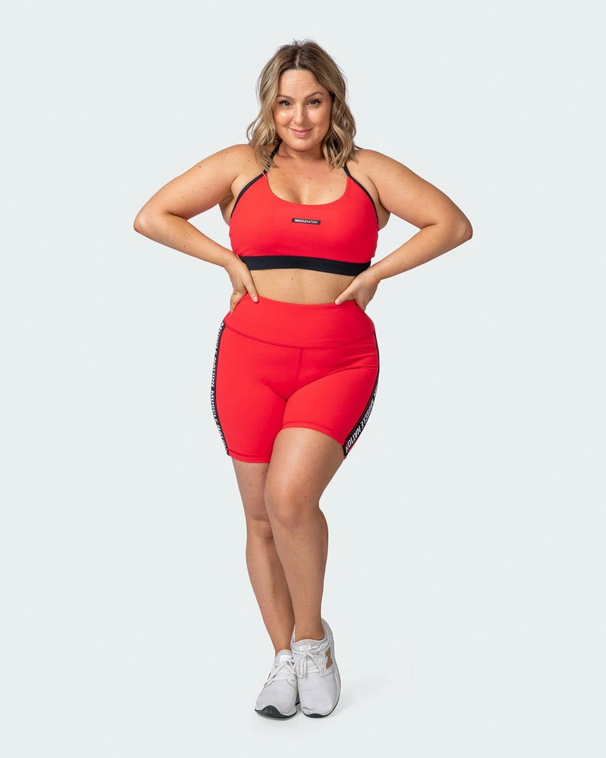 Muscle Nation Womens Dynamic Bike Shorts - Hot Red 10 Muscle Nation Womens Dynamic Bike Shorts - Hot Red