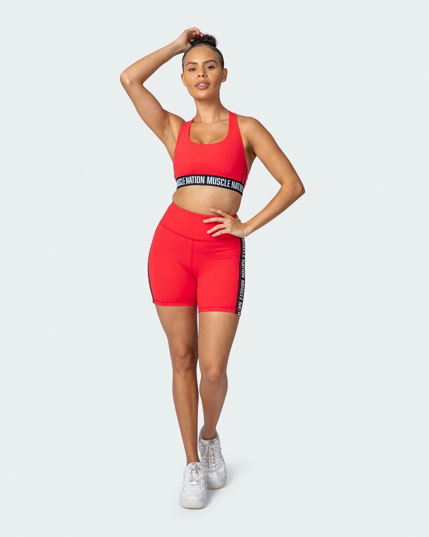 Muscle Nation Womens Dynamic Bike Shorts - Hot Red 11 Muscle Nation Womens Dynamic Bike Shorts - Hot Red