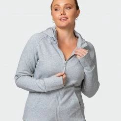 Muscle Nation Dynamic Zip Through Jacket - Light Grey Marl 30% EOFY SALE