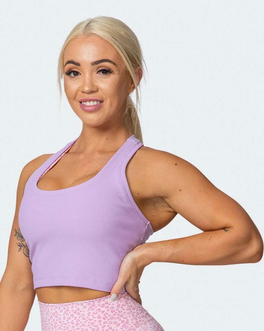 Muscle Nation Welcome To The Club Classic Rib Cropped Tank - Lilac 3 Muscle Nation Welcome To The Club Classic Rib Cropped Tank - Lilac