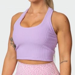 Muscle Nation Welcome To The Club Classic Rib Cropped Tank - Lilac 11 Muscle Nation Welcome To The Club Classic Rib Cropped Tank - Lilac