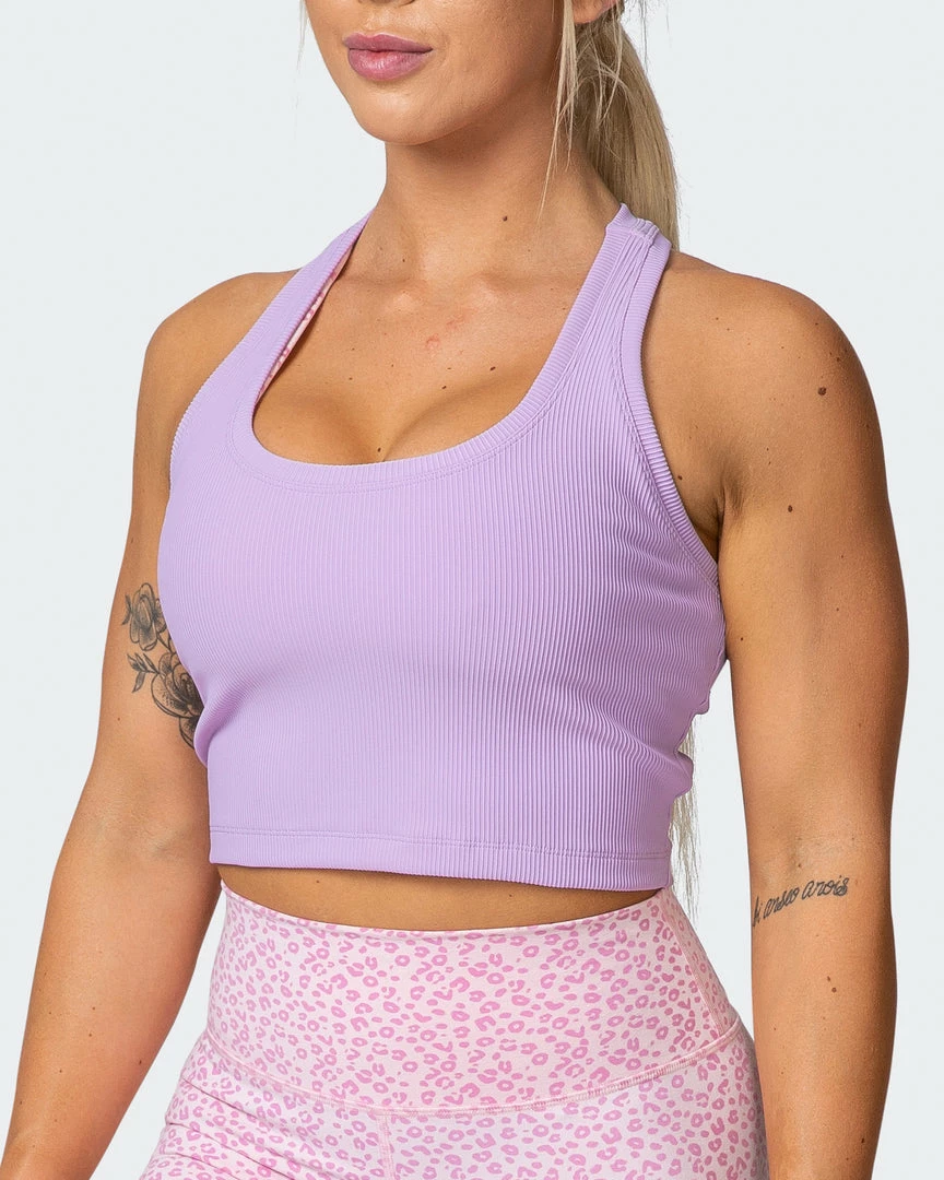 Muscle Nation Welcome To The Club Classic Rib Cropped Tank - Lilac 5 Muscle Nation Welcome To The Club Classic Rib Cropped Tank - Lilac