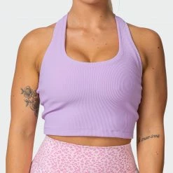 Muscle Nation Welcome To The Club Classic Rib Cropped Tank - Lilac