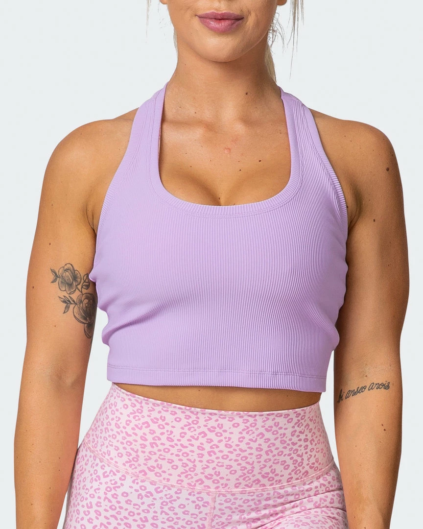 Muscle Nation Welcome To The Club Classic Rib Cropped Tank - Lilac 4 Muscle Nation Welcome To The Club Classic Rib Cropped Tank - Lilac