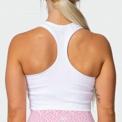 Muscle Nation Welcome To The Club Classic Rib Cropped Tank - White