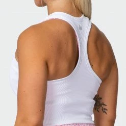 Muscle Nation Welcome To The Club Classic Rib Cropped Tank - White