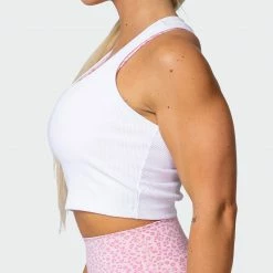 Muscle Nation Welcome To The Club Classic Rib Cropped Tank - White