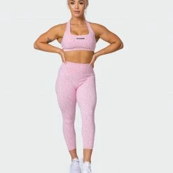 Muscle Nation Flex Bra - Rose Quartz Mini Cheetah Print Welcome To The Club