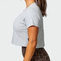 Muscle Nation Elevate Cropped Tee - Light Grey Marl