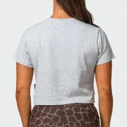 Muscle Nation Elevate Cropped Tee - Light Grey Marl