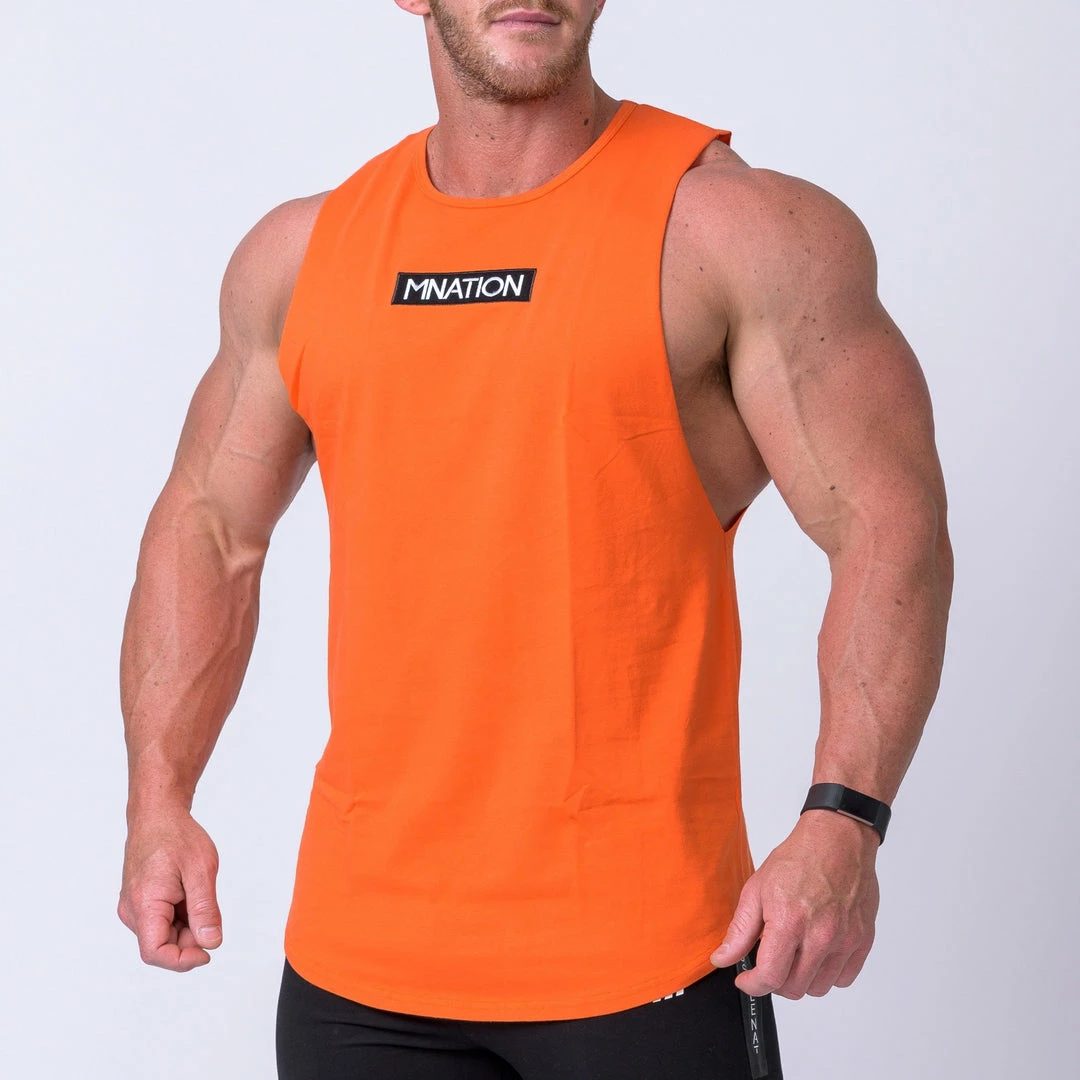 Muscle Nation Mens Embroidery Tank - Orange 3 Muscle Nation Mens Embroidery Tank - Orange