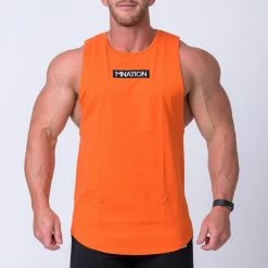 Muscle Nation Mens Embroidery Tank - Orange 9 Muscle Nation Mens Embroidery Tank - Orange