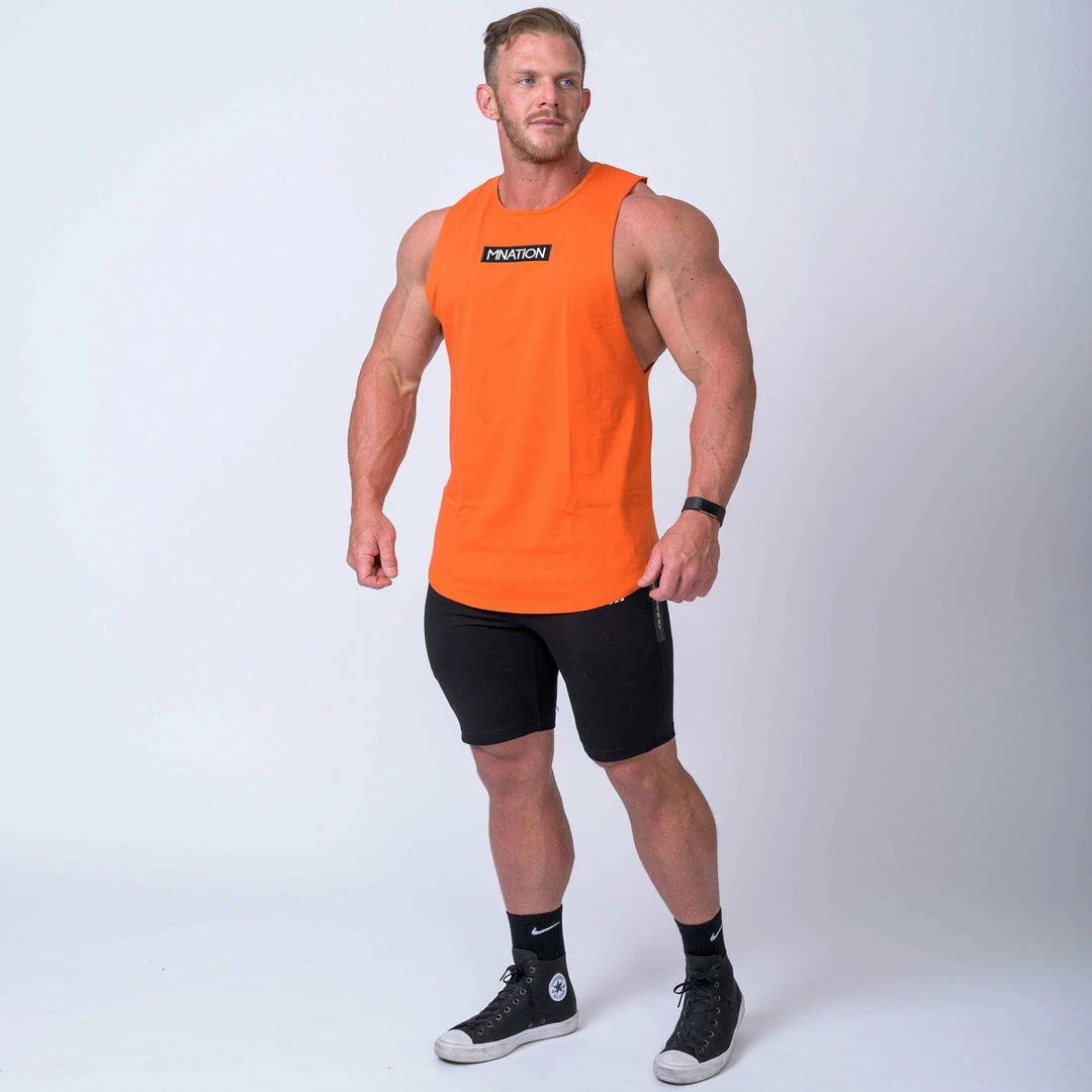 Muscle Nation Mens Embroidery Tank - Orange 6 Muscle Nation Mens Embroidery Tank - Orange