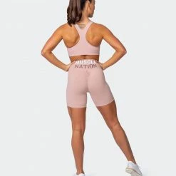 Muscle Nation Prize Fighter Bike Shorts - Fawn W/ White & Wine Womens 12 Muscle Nation Prize Fighter Bike Shorts - Fawn W/ White & Wine Womens
