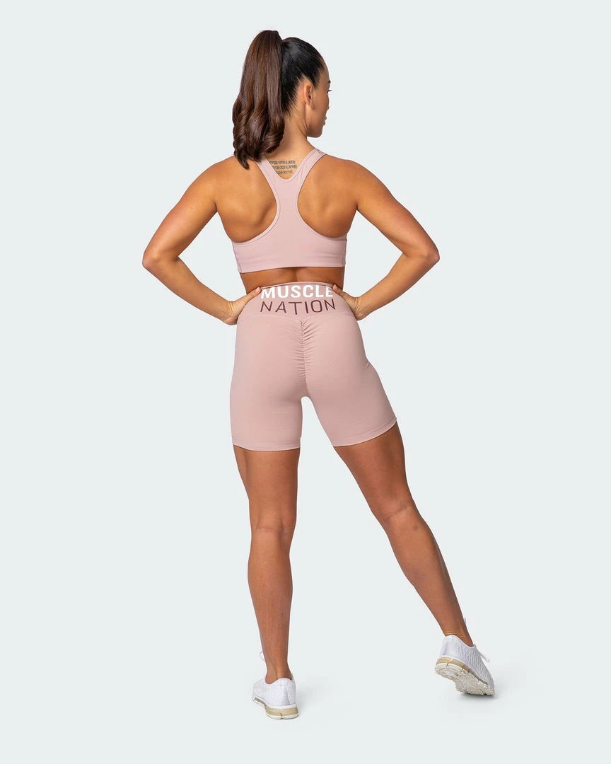 Muscle Nation Prize Fighter Bike Shorts - Fawn W/ White & Wine Womens 5 Muscle Nation Prize Fighter Bike Shorts - Fawn W/ White & Wine Womens