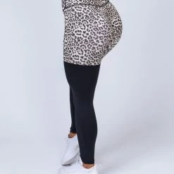 Muscle Nation Two Tone Scrunch Leggings - Yellow Leopard / Black Scrunch Bum