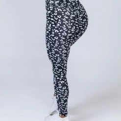 Muscle Nation Signature Full Length Scrunch Leggings - Black Leopard Scrunch Bum