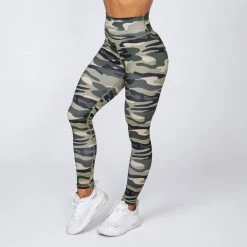 Muscle Nation Signature Full Length Scrunch Leggings - Green Camo Scrunch Bum