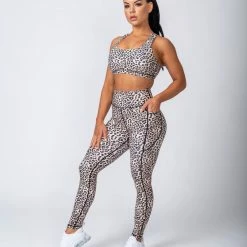 Muscle Nation Full Length Pocket Leggings - Yellow Leopard Womens 13 Muscle Nation Full Length Pocket Leggings - Yellow Leopard Womens