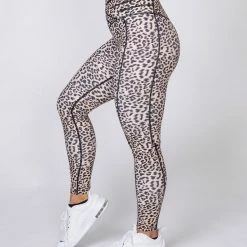 Muscle Nation Full Length V Wrap Leggings - Yellow Leopard Womens