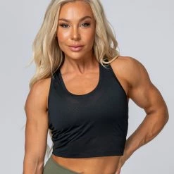 Muscle Nation Womens HBxMN Breeze Cropped Mesh Tank - Black