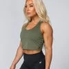 Muscle Nation Womens HBxMN Breeze Cropped Mesh Tank - Military