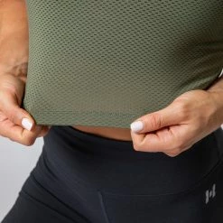 Muscle Nation Womens HBxMN Breeze Cropped Mesh Tank - Military