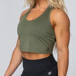 Muscle Nation Womens HBxMN Breeze Cropped Mesh Tank - Military