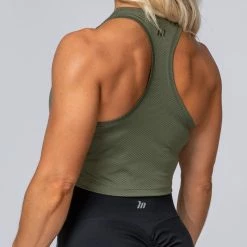 Muscle Nation Womens HBxMN Breeze Cropped Mesh Tank - Military
