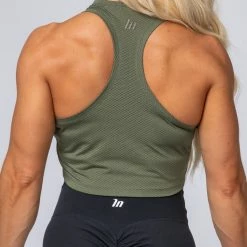 Muscle Nation Womens HBxMN Breeze Cropped Mesh Tank - Military