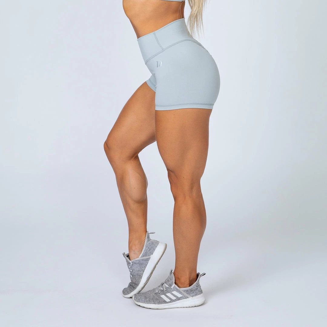 Muscle Nation HBxMN High Waist Scrunch Shorts - Light Grey 5 Muscle Nation HBxMN High Waist Scrunch Shorts - Light Grey