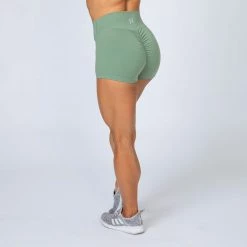 Muscle Nation HBxMN High Waist Scrunch Shorts - Olive Green Womens