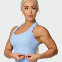 Muscle Nation Classic Rib Cropped Tank - Periwinkle Welcome To The Club